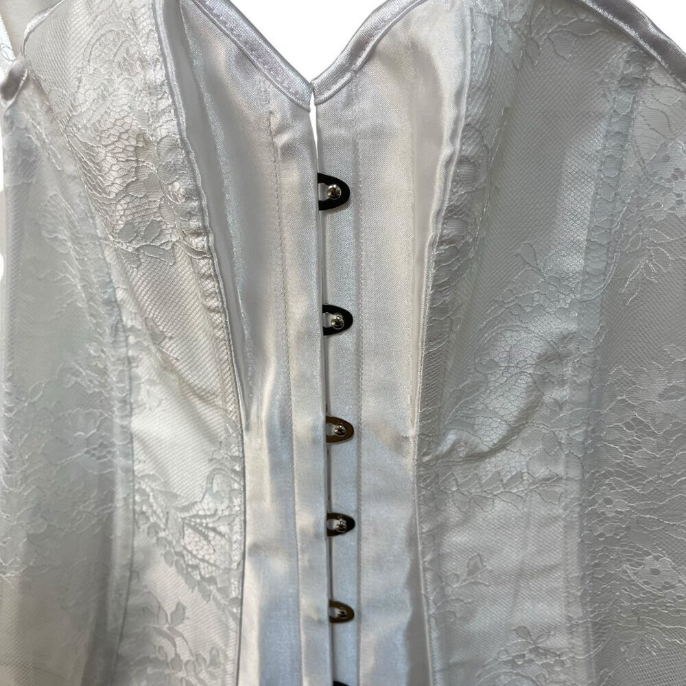 Adore Me Women's Ashoka Corset Bright White Size Large Boned Lace up Back Sheer - Picture 4 of 10